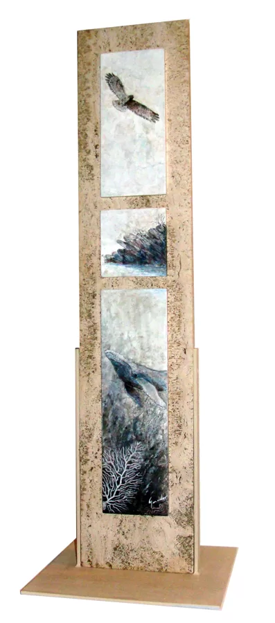 ciel terre mer  [pierre de travertin] . 110x21x3