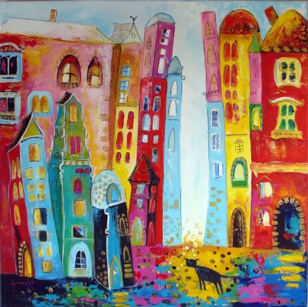 ma ville lumière . 80x80cm